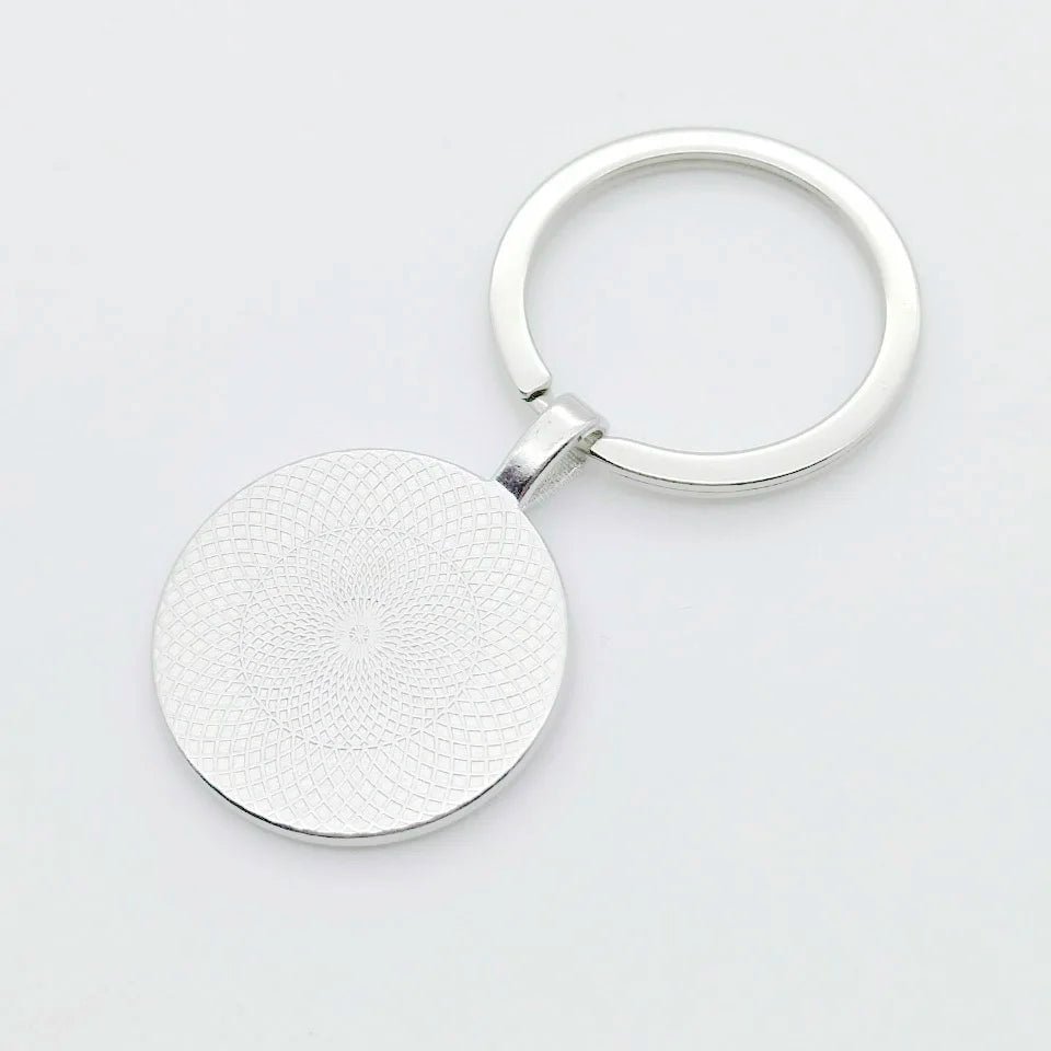 Mysterious Freemason Emblem Keychain – Dome Glass Pendant with Silver - Plated Alloy - Masonic Mugs