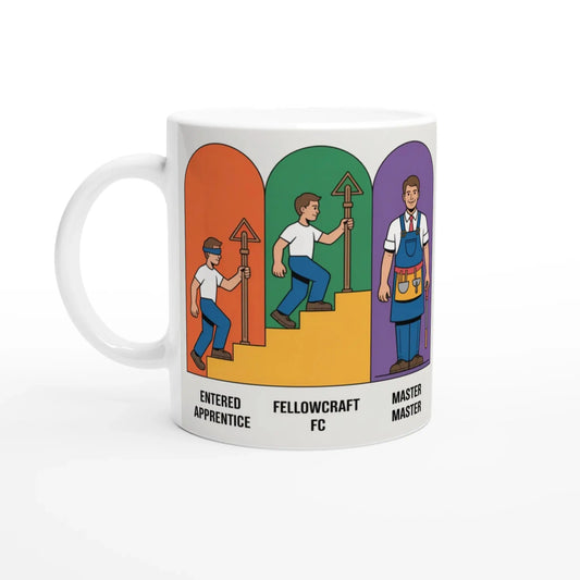 Personalised Master Mason The Three Degrees - 11oz Ceramic with Coloured Handle and Rim - Masonic Mugs