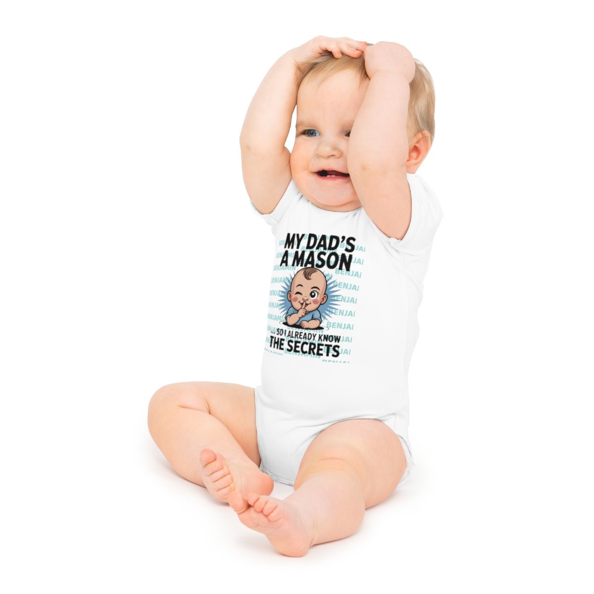 Personalized Baby Bodysuit with Masonic Design - Masonic Mugs