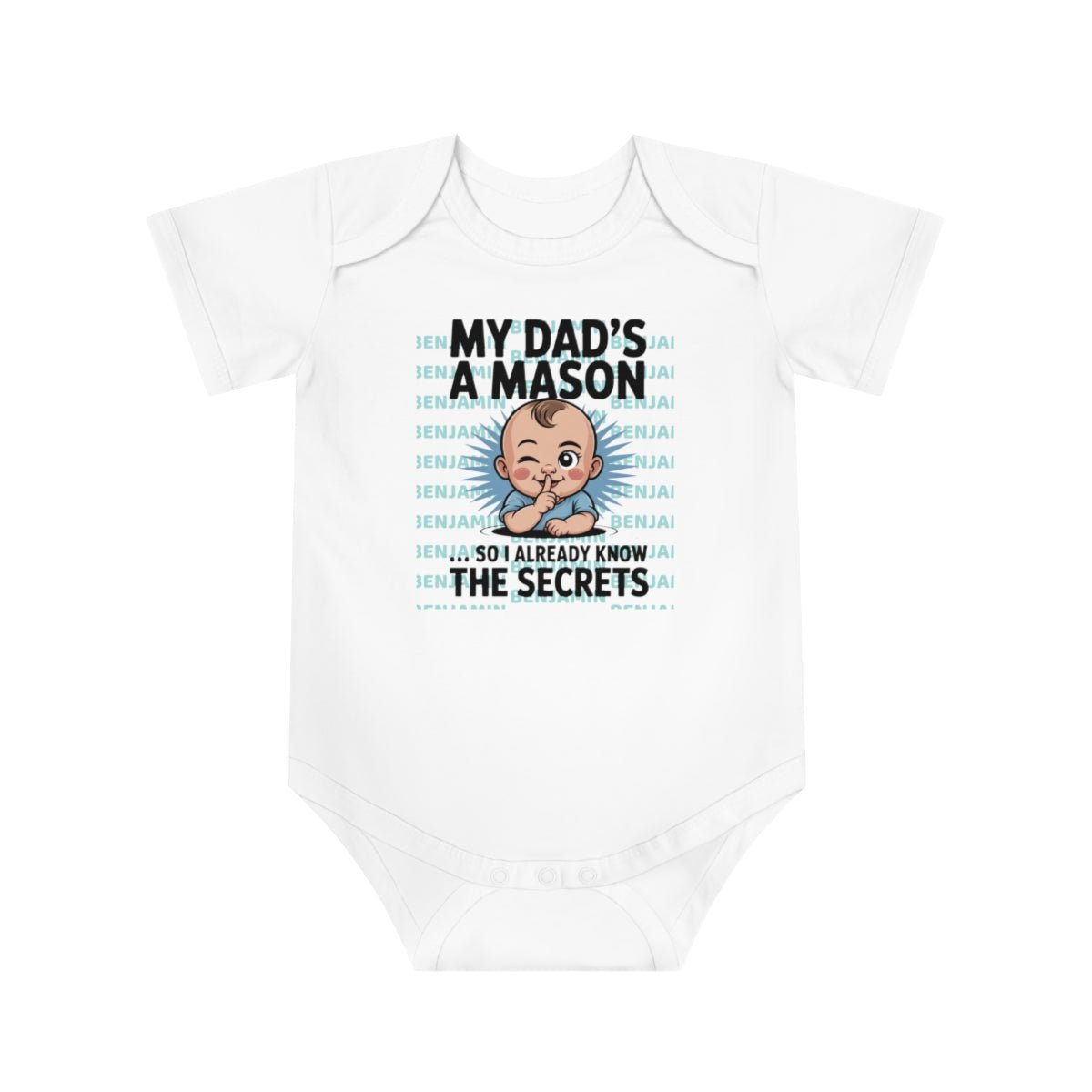 Personalized Baby Bodysuit with Masonic Design - Masonic Mugs