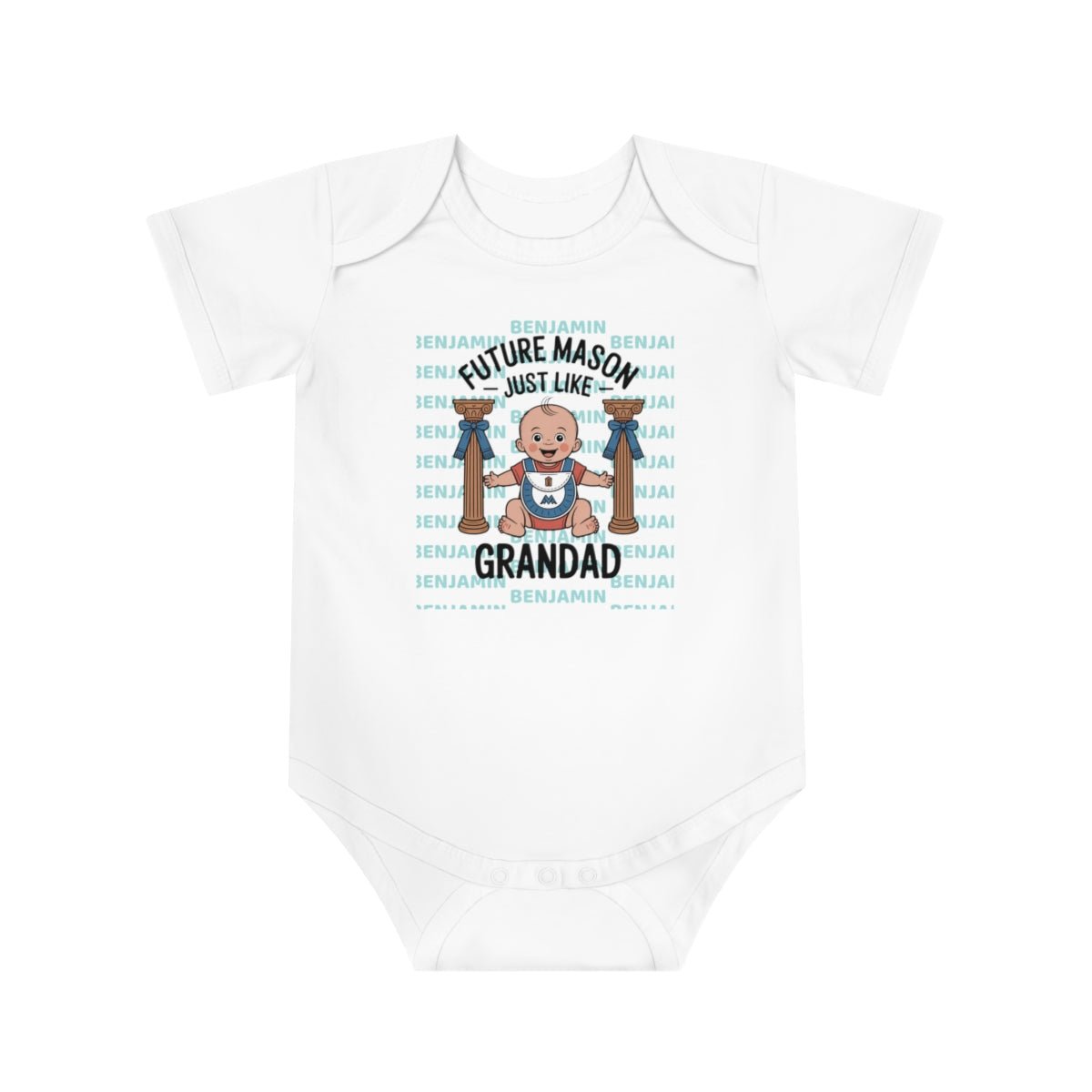 Personalized Baby Bodysuit with Masonic Design - Masonic Mugs