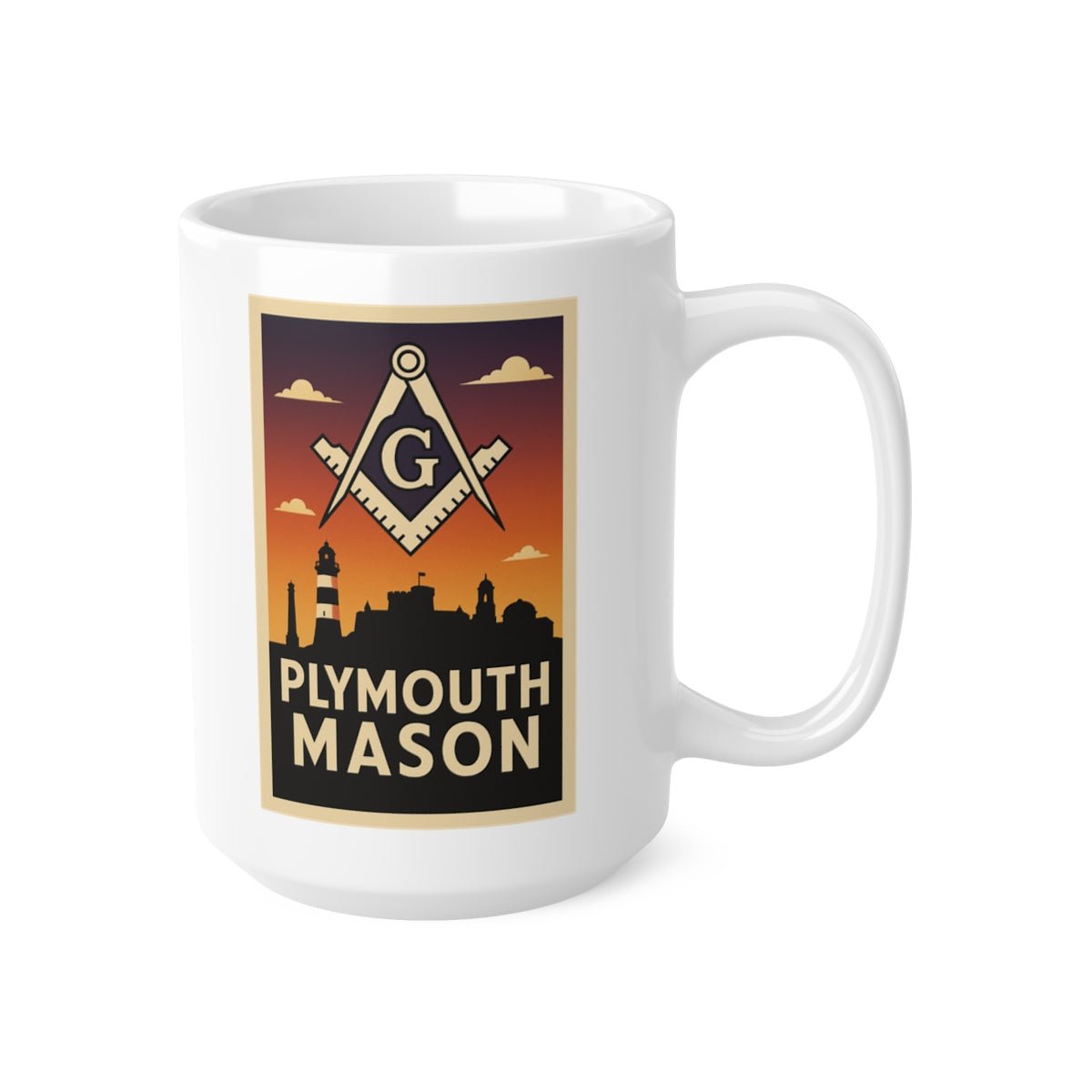 Plymouth Mason Custom Masonic Coffee Mug - Freemason Gift - Masonic Mugs