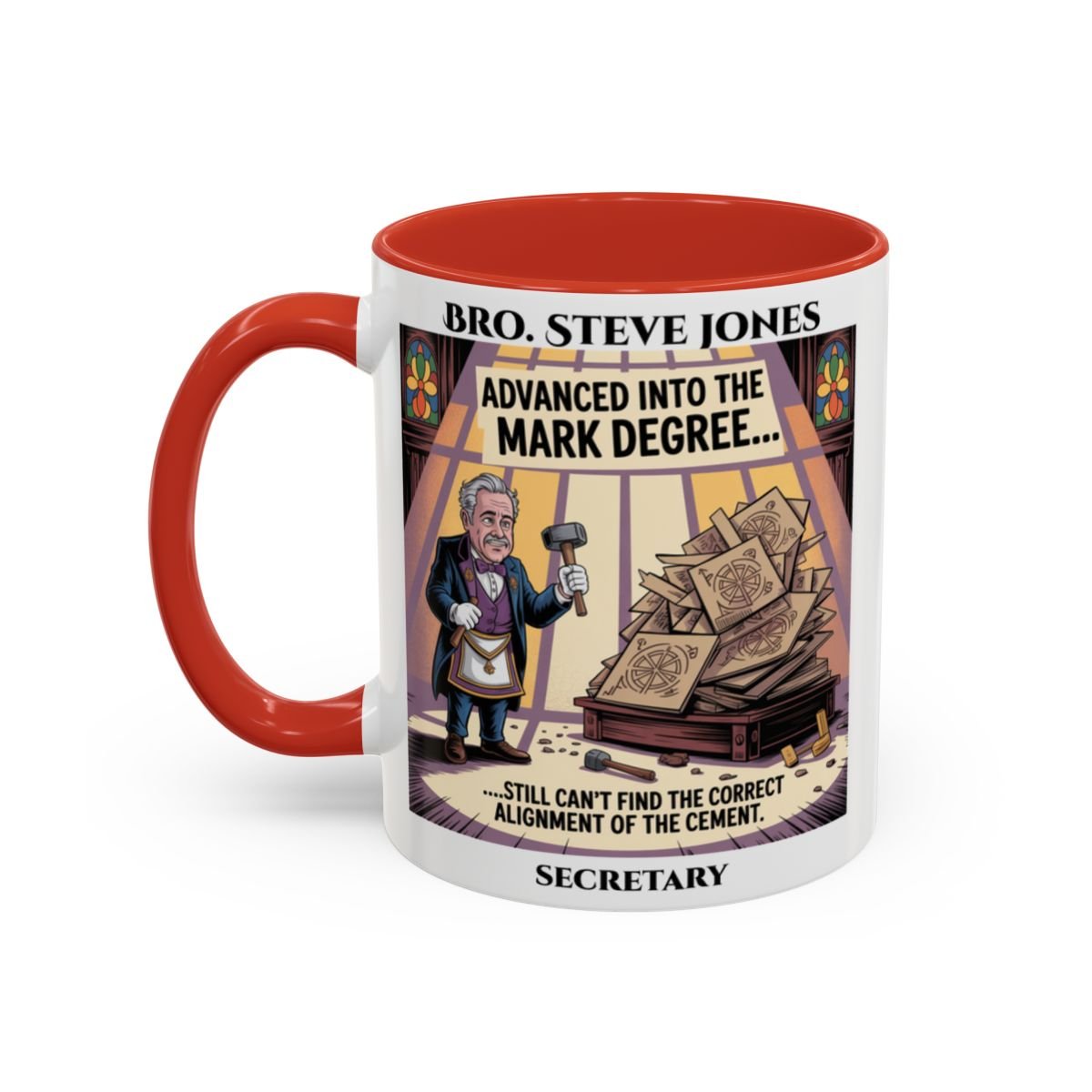 Premium Personalised Freemason Colour Rim Mug - 11oz Ceramic - Masonic Mugs