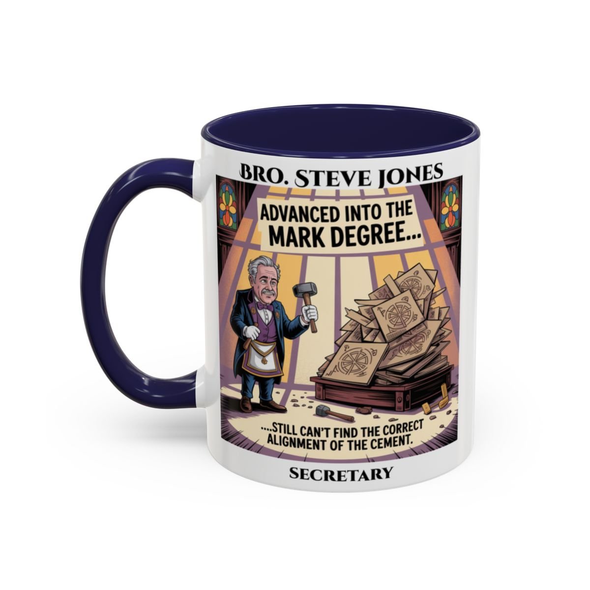 Premium Personalised Freemason Colour Rim Mug - 11oz Ceramic - Masonic Mugs