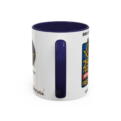 Premium Personalised Freemason Colour Rim Mug - 25 YEAR ANNIVERSARY - Masonic Mugs