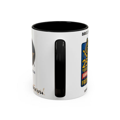 Premium Personalised Freemason Colour Rim Mug - 25 YEAR ANNIVERSARY - Masonic Mugs