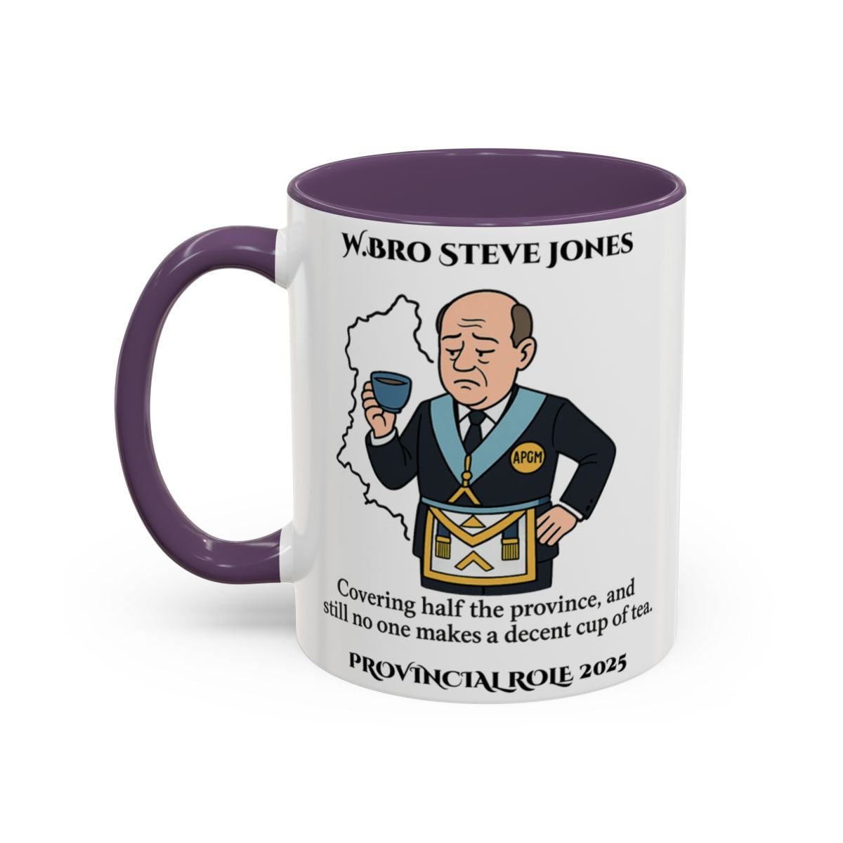 Premium Personalised Freemason Colour Rim Mug - Assistant Provincial Grand Master Design - Nobody makes a decent cup of tea - Masonic Mugs