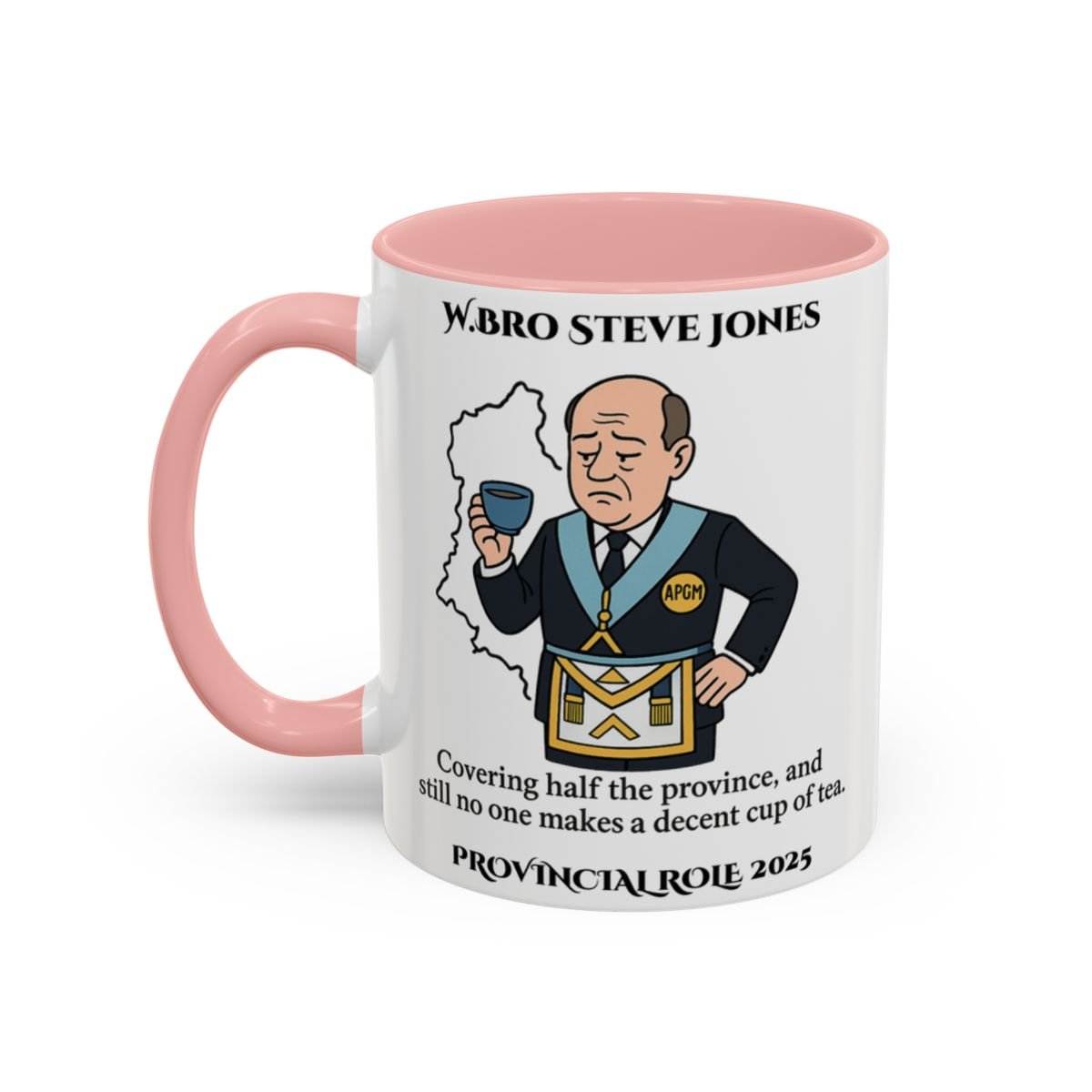 Premium Personalised Freemason Colour Rim Mug - Assistant Provincial Grand Master Design - Nobody makes a decent cup of tea - Masonic Mugs