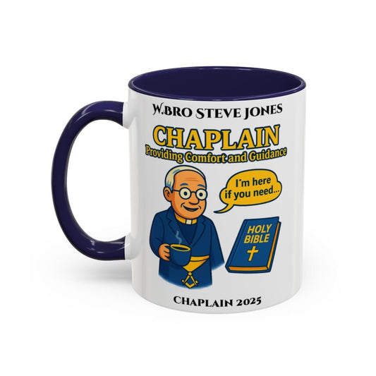 Premium Personalised Freemason Colour Rim Mug - Chaplain Design - Providing Comfort and Guidance - Masonic Mugs