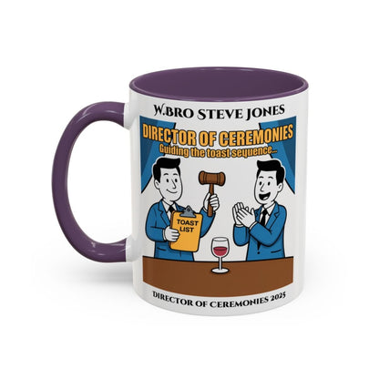 Premium Personalised Freemason Colour Rim Mug - Director of Ceremonies Design - Guiding the Toast Sequence - Masonic Mugs