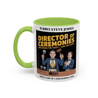 Premium Personalised Freemason Colour Rim Mug - Director of Ceremonies Design - Mastering the Toast and the Gavel - Masonic Mugs