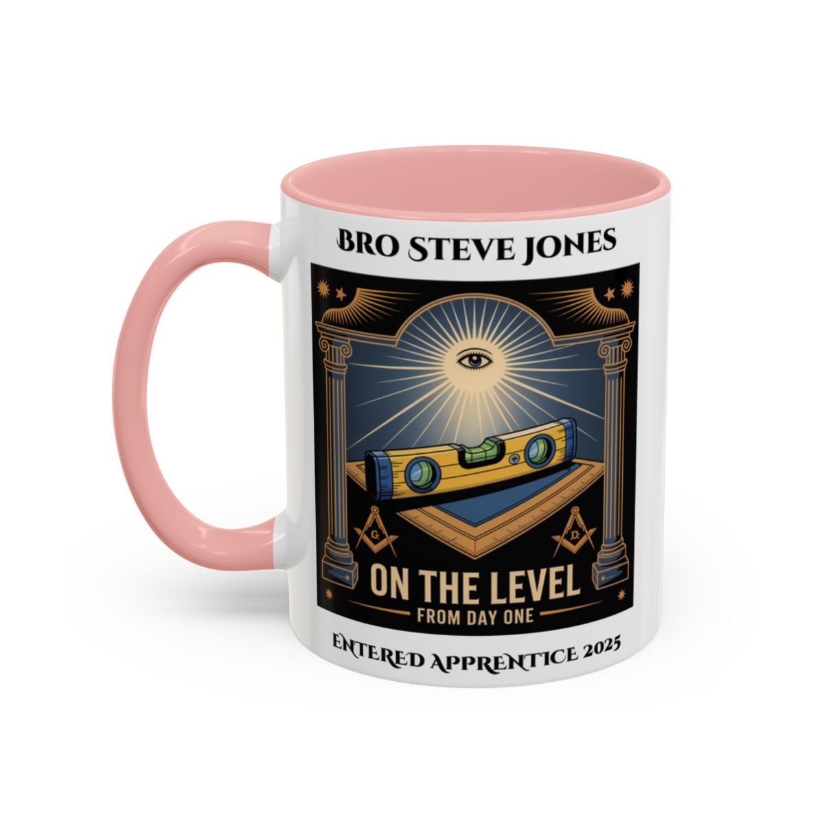 Premium Personalised Freemason Colour Rim Mug - Entered Apprentice - Masonic Mugs