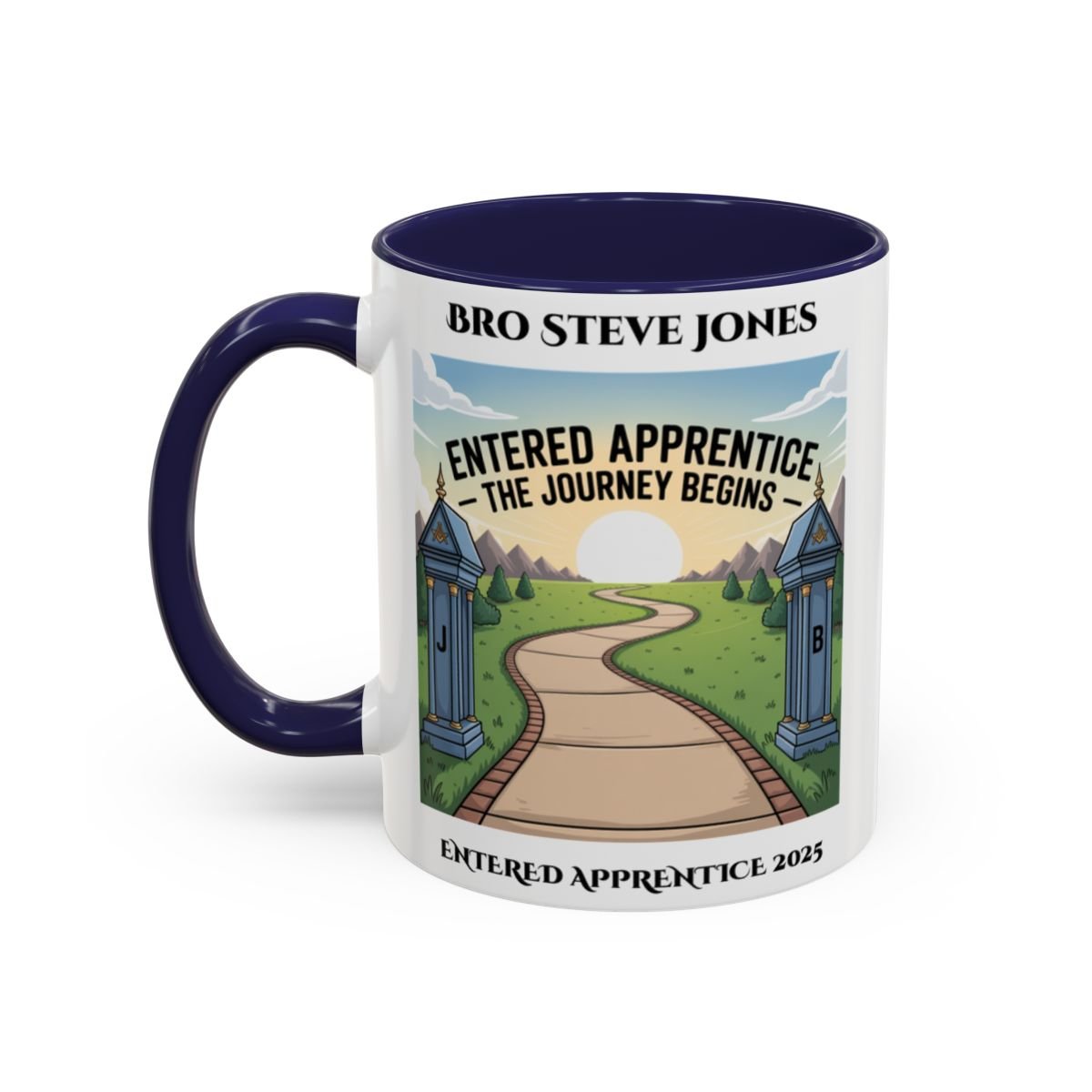 Premium Personalised Freemason Colour Rim Mug - Entered Apprentice - Masonic Mugs