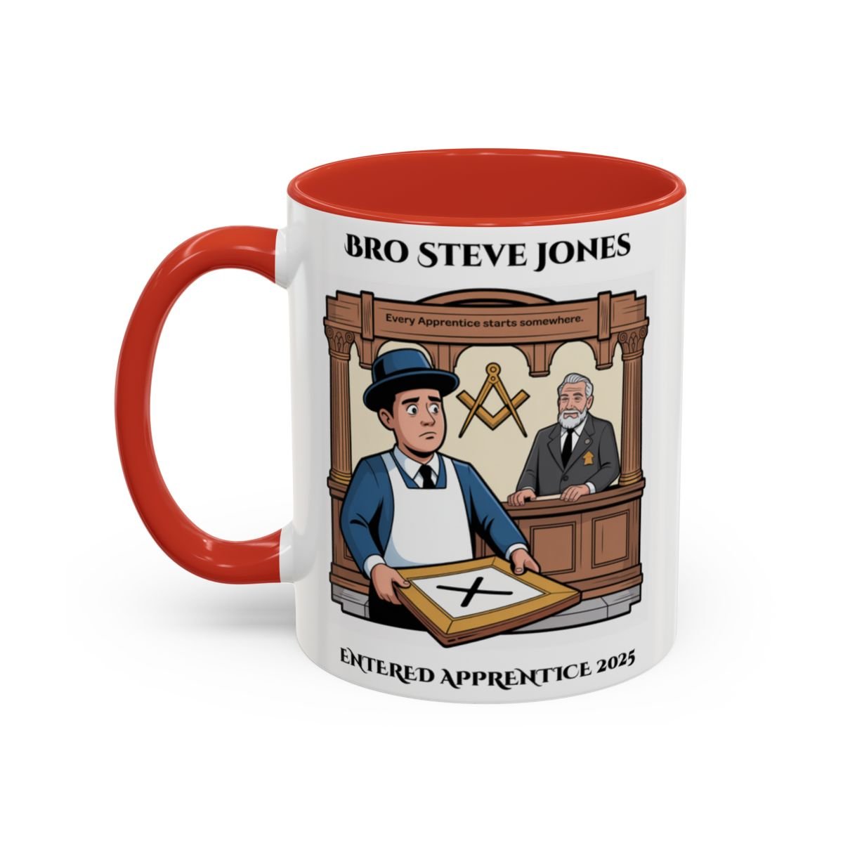 Premium Personalised Freemason Colour Rim Mug - Entered Apprentice - Masonic Mugs