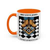 Premium Personalised Freemason Colour Rim Mug - Entered Apprentice - First Step - Masonic Mugs