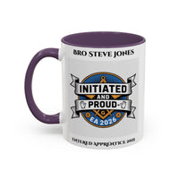 Premium Personalised Freemason Colour Rim Mug - Entered Apprentice - Initiated and Proud - Masonic Mugs