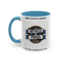 Premium Personalised Freemason Colour Rim Mug - Entered Apprentice - Initiated and Proud 2025 - Masonic Mugs