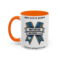 Premium Personalised Freemason Colour Rim Mug - Entered Apprentice - Initiated and Proud - Masonic Mugs