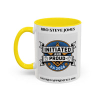 Premium Personalised Freemason Colour Rim Mug - Entered Apprentice - Initiated and Proud - Masonic Mugs