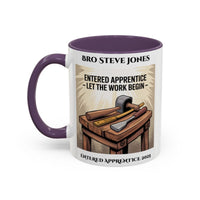 Premium Personalised Freemason Colour Rim Mug - Entered Apprentice - Let the work begin - Masonic Mugs