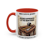 Premium Personalised Freemason Colour Rim Mug - Entered Apprentice - Let the work begin - Masonic Mugs