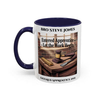 Premium Personalised Freemason Colour Rim Mug - Entered Apprentice - Let the work begin - Masonic Mugs