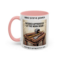 Premium Personalised Freemason Colour Rim Mug - Entered Apprentice - Let the work begin - Masonic Mugs