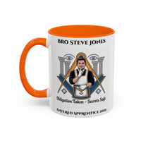 Premium Personalised Freemason Colour Rim Mug - Entered Apprentice - Obligation Taken - Masonic Mugs