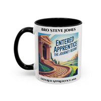 Premium Personalised Freemason Colour Rim Mug - Entered Apprentice - The Journey Begins - Masonic Mugs