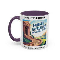 Premium Personalised Freemason Colour Rim Mug - Entered Apprentice - The Journey Begins - Masonic Mugs