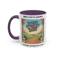 Premium Personalised Freemason Colour Rim Mug - Entered Apprentice - The Journey Begins - Masonic Mugs