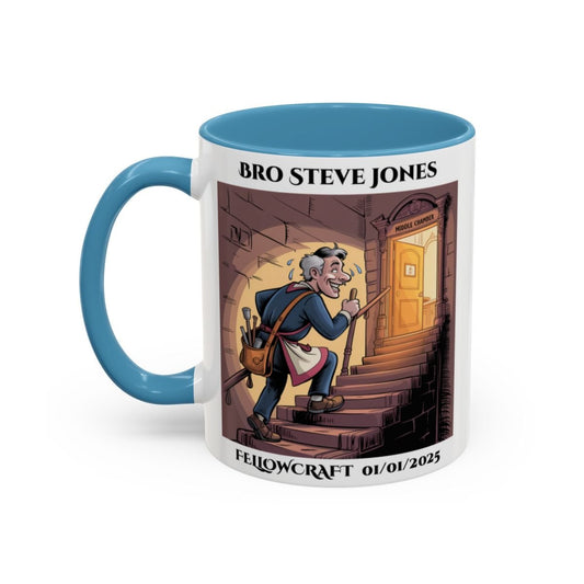Premium Personalised Freemason Colour Rim Mug - Fellowcraft - Masonic Mugs