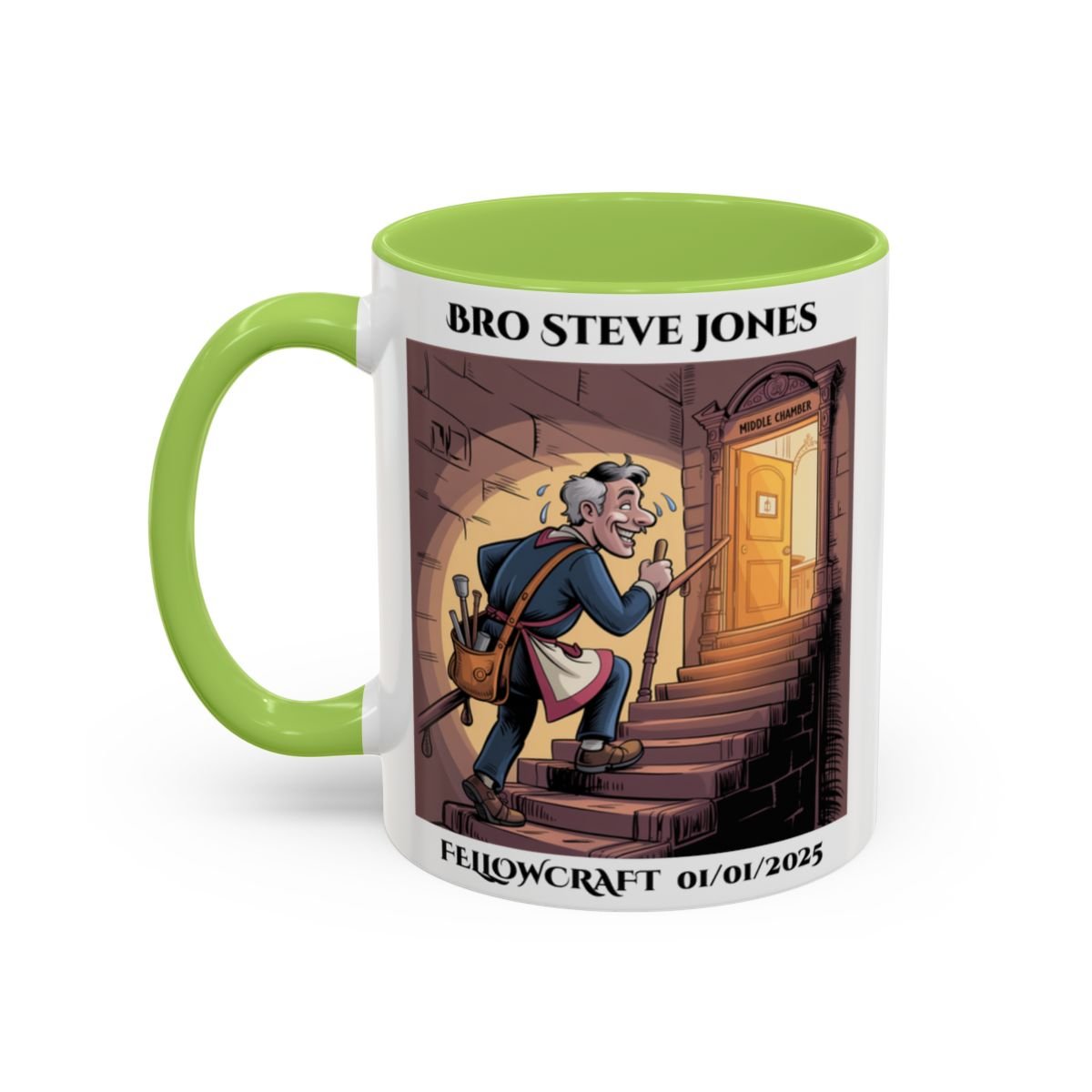 Premium Personalised Freemason Colour Rim Mug - Fellowcraft - Masonic Mugs