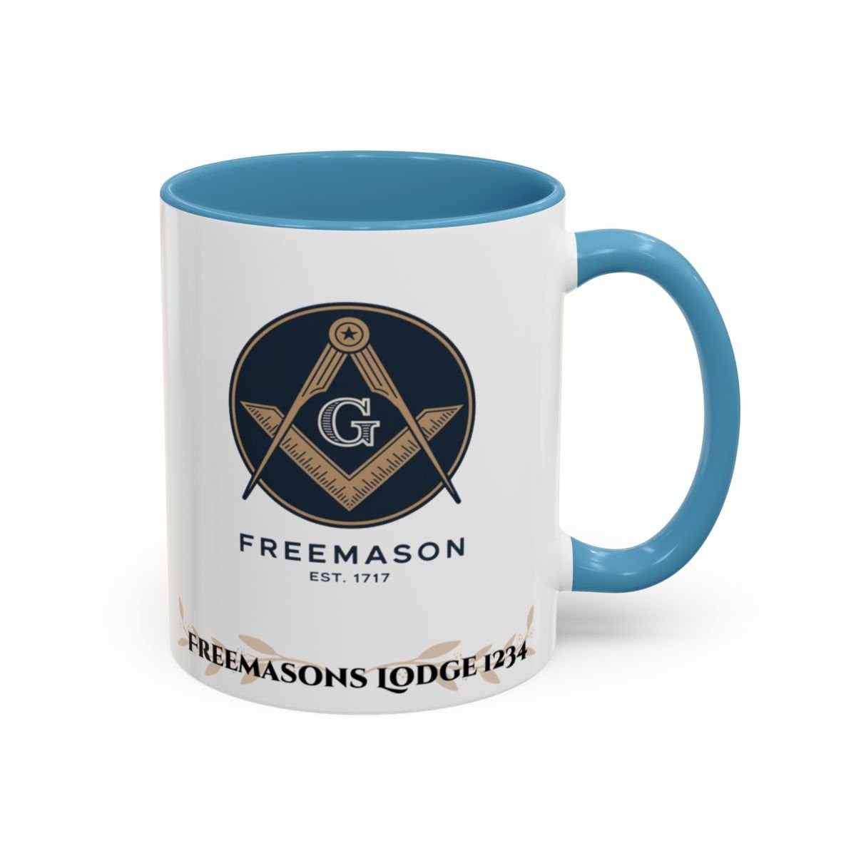 Premium Personalised Freemason Colour Rim Mug - Fellowcraft - From Labour to refreshment - Masonic Mugs