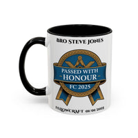 Premium Personalised Freemason Colour Rim Mug - Fellowcraft - Passed with Honour - Masonic Mugs