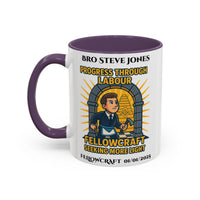 Premium Personalised Freemason Colour Rim Mug - Fellowcraft - Progress through labour - Masonic Mugs