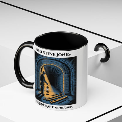 Premium Personalised Freemason Colour Rim Mug - Fellowcraft - The Middle Chamber - Masonic Mugs