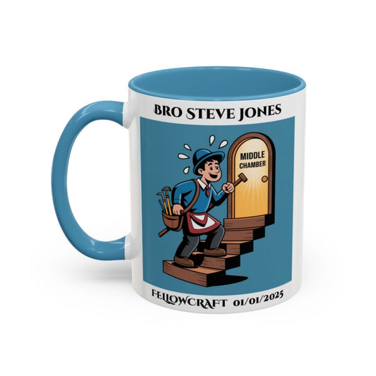 Premium Personalised Freemason Colour Rim Mug - Fellowcraft - The Middle Chamber - Masonic Mugs