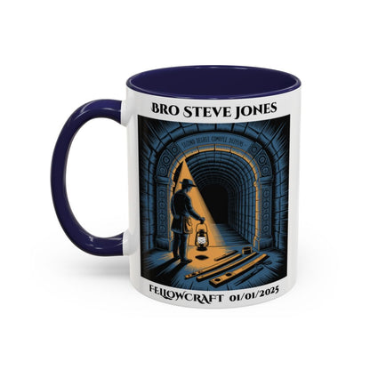Premium Personalised Freemason Colour Rim Mug - Fellowcraft - The Middle Chamber - Masonic Mugs