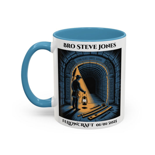 Premium Personalised Freemason Colour Rim Mug - Fellowcraft - The Middle Chamber - Masonic Mugs