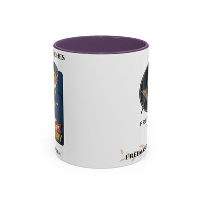 Premium Personalised Freemason Colour Rim Mug - Individual 60 years service - Masonic Mugs