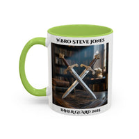 Premium Personalised Freemason Colour Rim Mug - Inner Guard Design - Crossed Swords - Masonic Mugs