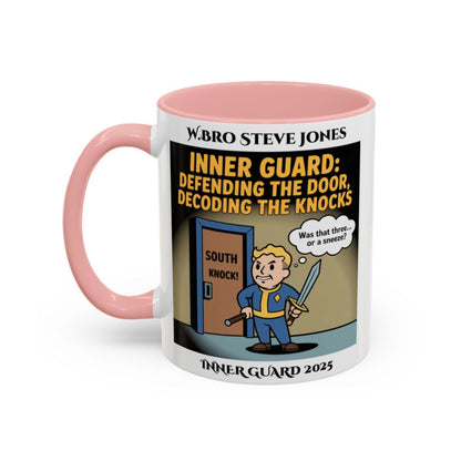 Premium Personalised Freemason Colour Rim Mug - Inner Guard Design - Defending the Door - Masonic Mugs