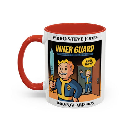 Premium Personalised Freemason Colour Rim Mug - Inner Guard Design - The Sword may be ceremonial - Masonic Mugs