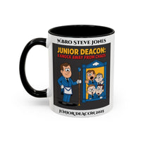 Premium Personalised Freemason Colour Rim Mug - Junior Deacon Design - A knock away from Chaos - Masonic Mugs