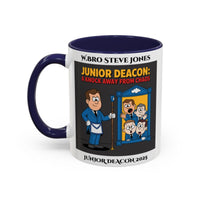 Premium Personalised Freemason Colour Rim Mug - Junior Deacon Design - A knock away from Chaos - Masonic Mugs
