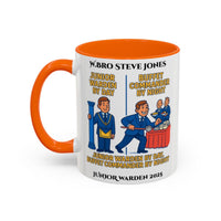 Premium Personalised Freemason Colour Rim Mug - Junior Warden Design - Buffet Comander by Night - Masonic Mugs