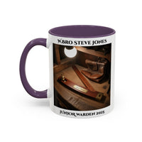 Premium Personalised Freemason Colour Rim Mug - Junior Warden Design - Plumb Rule - Masonic Mugs