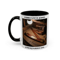 Premium Personalised Freemason Colour Rim Mug - Junior Warden Design - Plumb Rule - Masonic Mugs