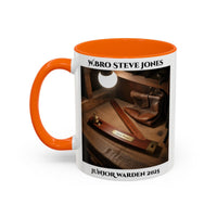 Premium Personalised Freemason Colour Rim Mug - Junior Warden Design - Plumb Rule - Masonic Mugs